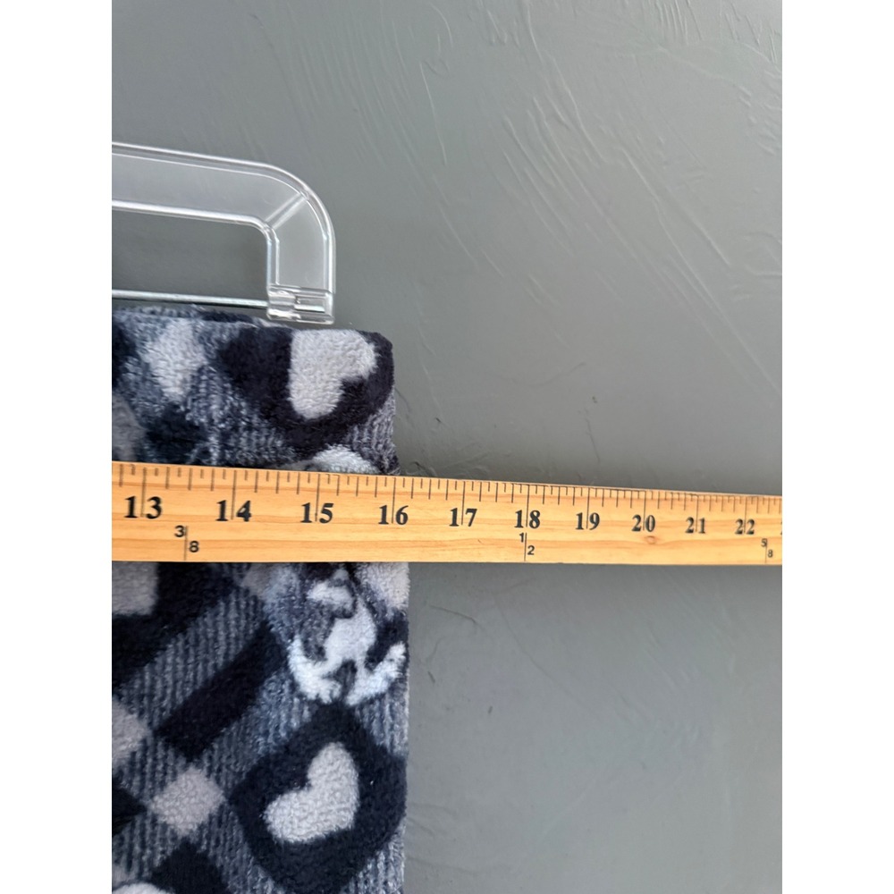 Munki Munki Peanuts Snoopy Fleece Pajama Set XL Black White Plaid Hearts Button - Picture 10 of 11